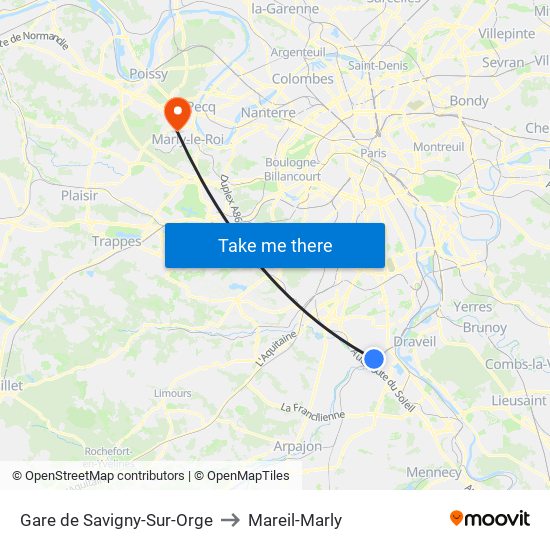 Gare de Savigny-Sur-Orge to Mareil-Marly map