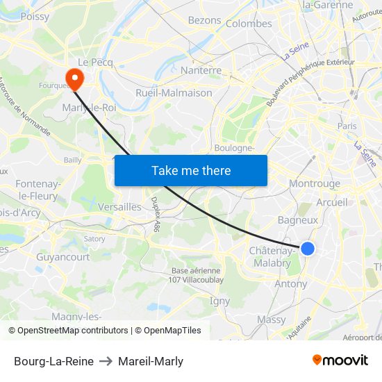 Bourg-La-Reine to Mareil-Marly map