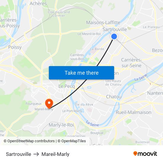 Sartrouville to Mareil-Marly map