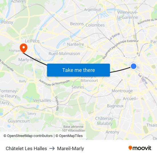 Châtelet Les Halles to Mareil-Marly map