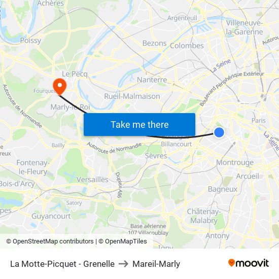 La Motte-Picquet - Grenelle to Mareil-Marly map