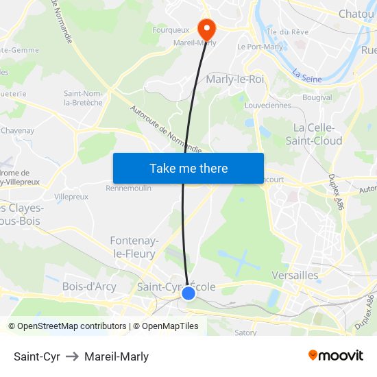 Saint-Cyr to Mareil-Marly map