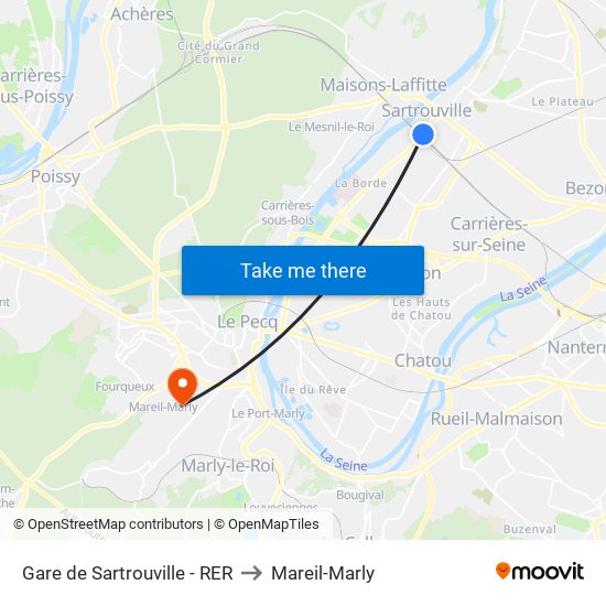 Gare de Sartrouville - RER to Mareil-Marly map