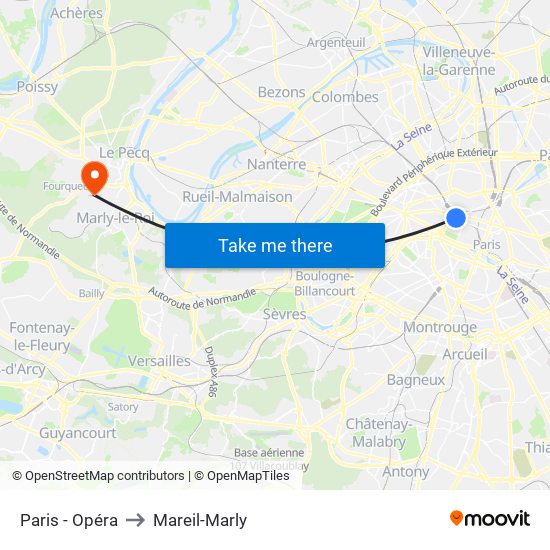 Paris - Opéra to Mareil-Marly map