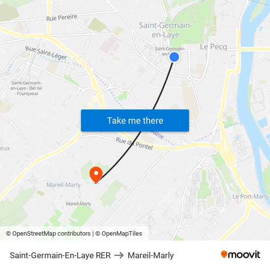 Saint-Germain-En-Laye RER to Mareil-Marly map
