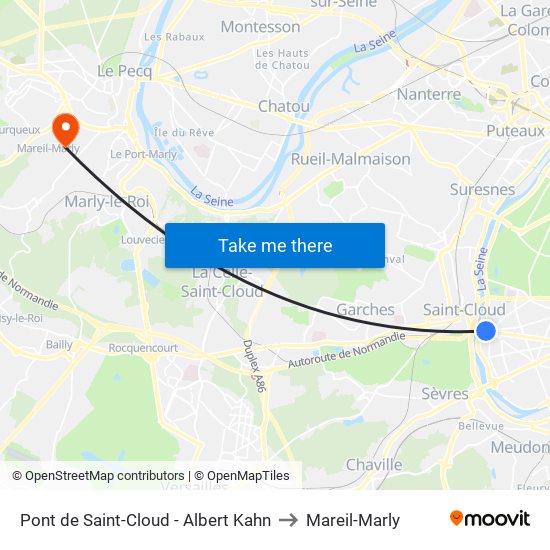 Pont de Saint-Cloud - Albert Kahn to Mareil-Marly map