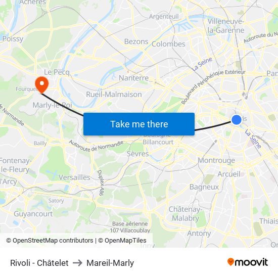 Rivoli - Châtelet to Mareil-Marly map