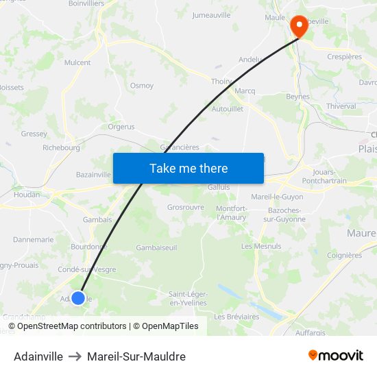 Adainville to Mareil-Sur-Mauldre map