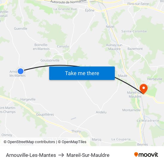 Arnouville-Les-Mantes to Mareil-Sur-Mauldre map