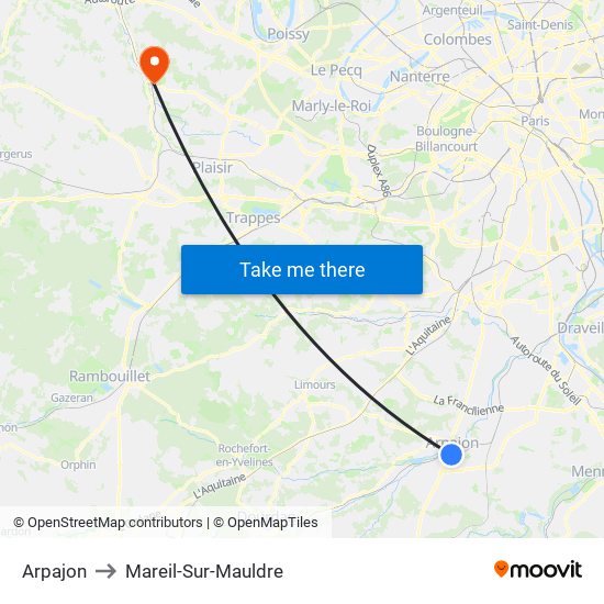 Arpajon to Mareil-Sur-Mauldre map