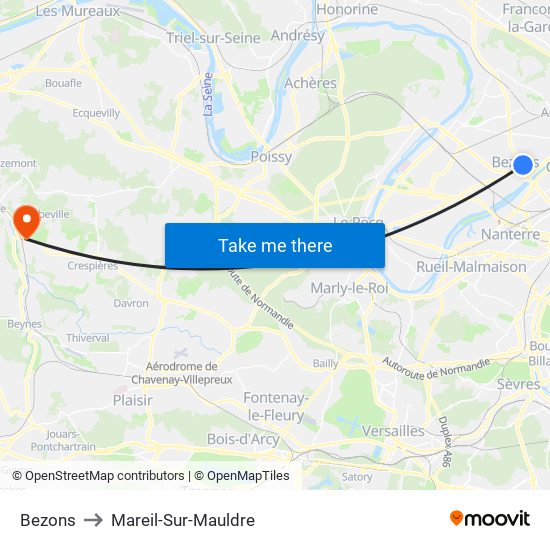 Bezons to Mareil-Sur-Mauldre map