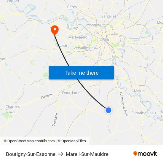 Boutigny-Sur-Essonne to Mareil-Sur-Mauldre map