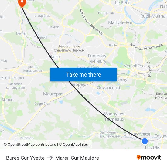 Bures-Sur-Yvette to Mareil-Sur-Mauldre map