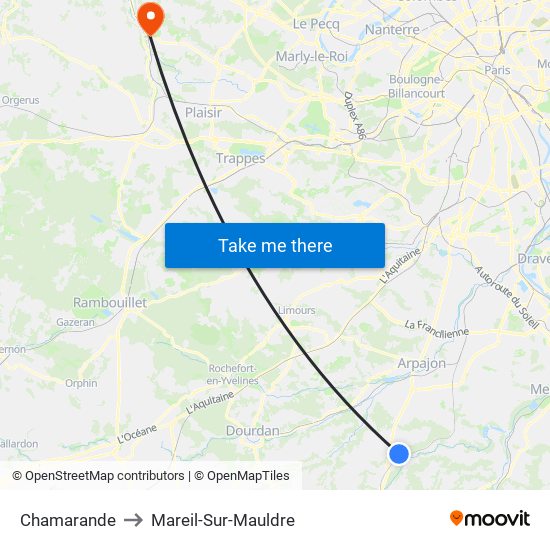Chamarande to Mareil-Sur-Mauldre map
