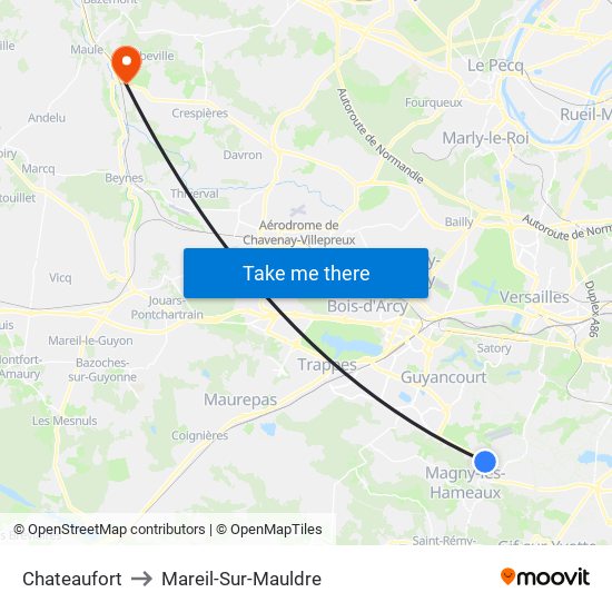 Chateaufort to Mareil-Sur-Mauldre map