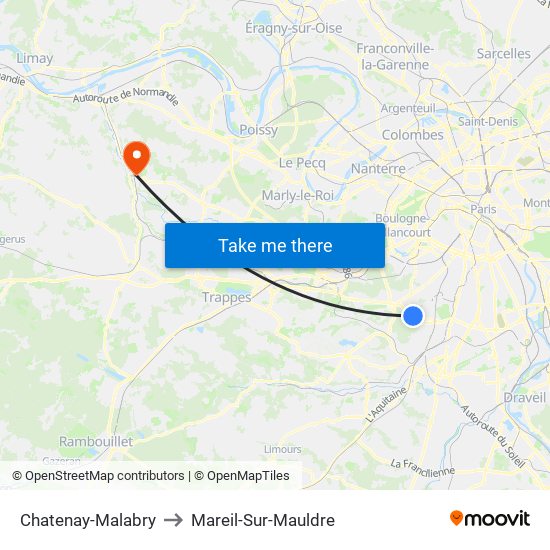 Chatenay-Malabry to Mareil-Sur-Mauldre map
