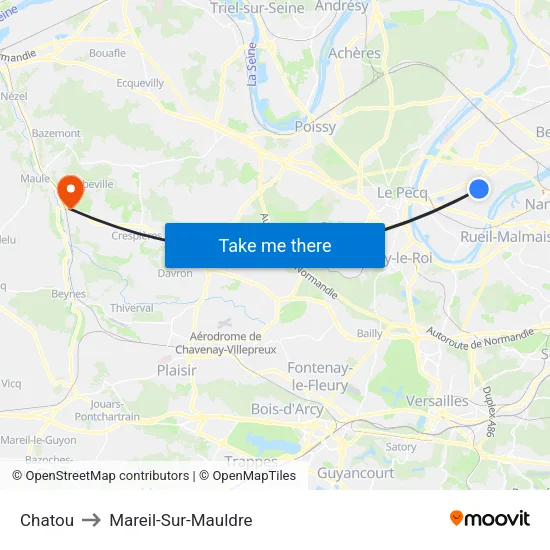 Chatou to Mareil-Sur-Mauldre map