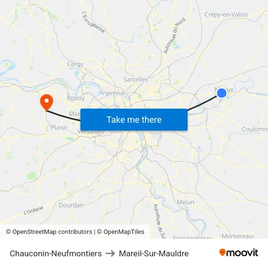 Chauconin-Neufmontiers to Mareil-Sur-Mauldre map