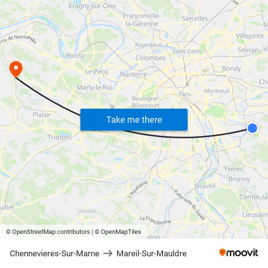 Chennevieres-Sur-Marne to Mareil-Sur-Mauldre map