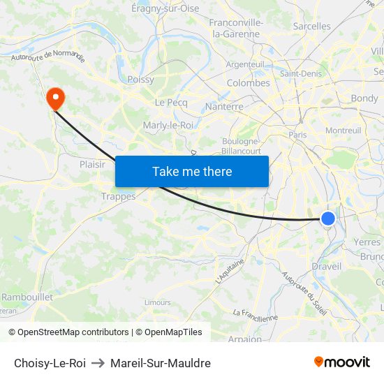 Choisy-Le-Roi to Mareil-Sur-Mauldre map