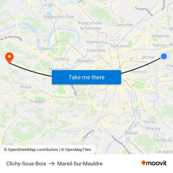 Clichy-Sous-Bois to Mareil-Sur-Mauldre map