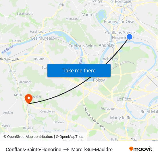 Conflans-Sainte-Honorine to Mareil-Sur-Mauldre map