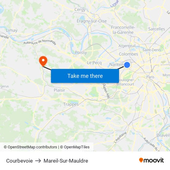 Courbevoie to Mareil-Sur-Mauldre map