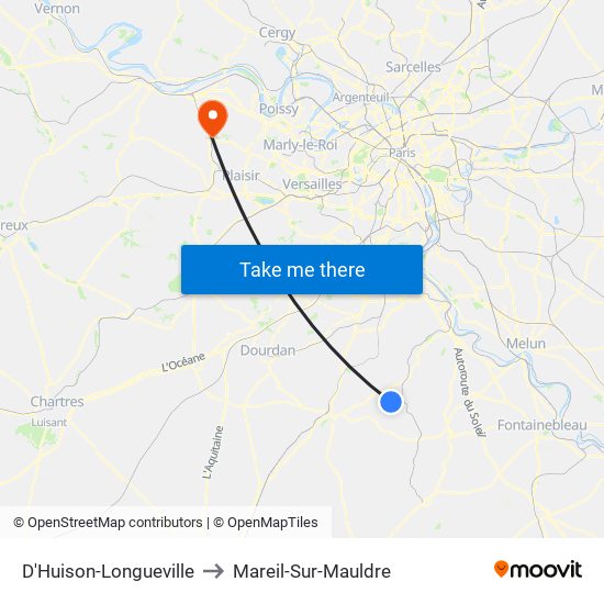 D'Huison-Longueville to Mareil-Sur-Mauldre map