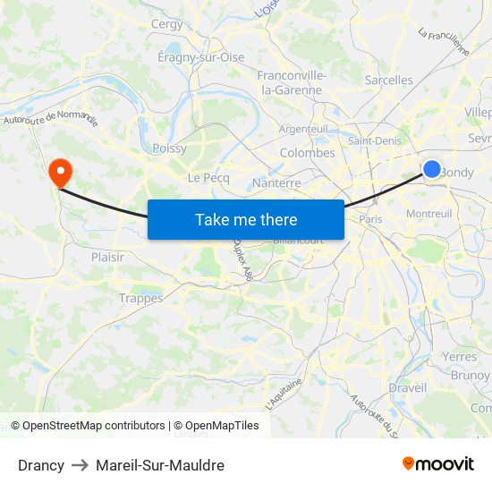 Drancy to Mareil-Sur-Mauldre map