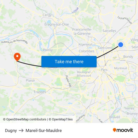 Dugny to Mareil-Sur-Mauldre map
