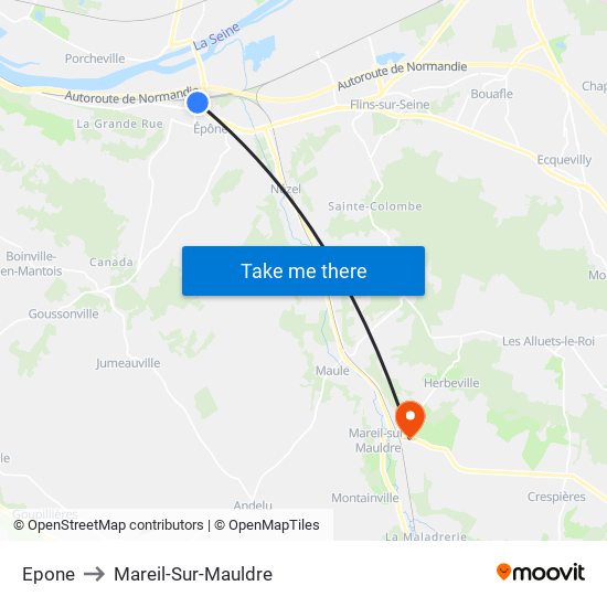 Epone to Mareil-Sur-Mauldre map
