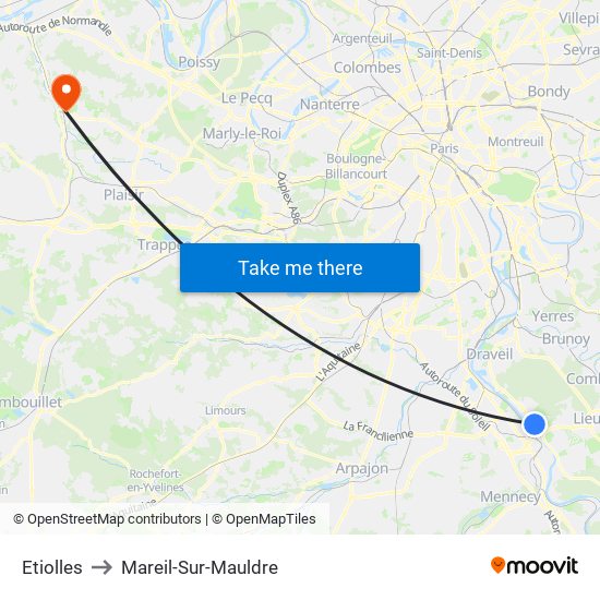Etiolles to Mareil-Sur-Mauldre map