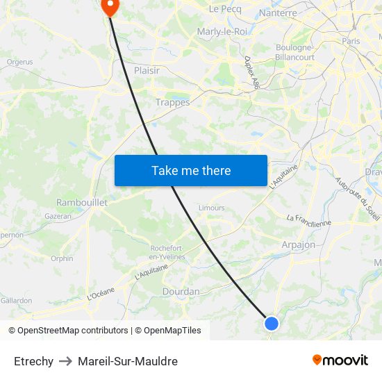 Etrechy to Mareil-Sur-Mauldre map