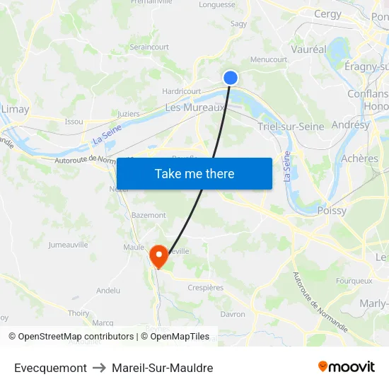 Evecquemont to Mareil-Sur-Mauldre map