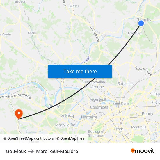 Gouvieux to Mareil-Sur-Mauldre map