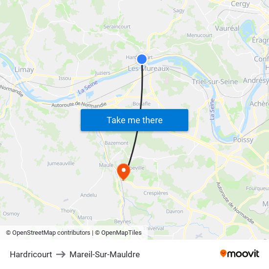 Hardricourt to Mareil-Sur-Mauldre map