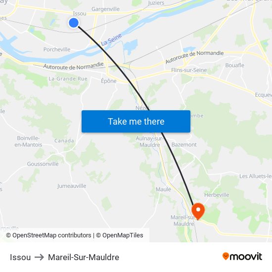 Issou to Mareil-Sur-Mauldre map