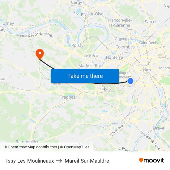 Issy-Les-Moulineaux to Mareil-Sur-Mauldre map