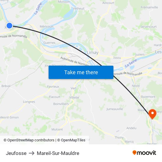 Jeufosse to Mareil-Sur-Mauldre map