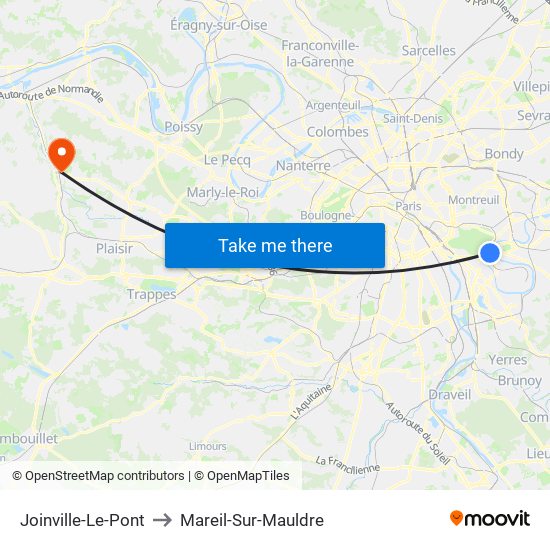 Joinville-Le-Pont to Mareil-Sur-Mauldre map