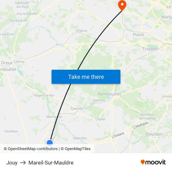 Jouy to Mareil-Sur-Mauldre map