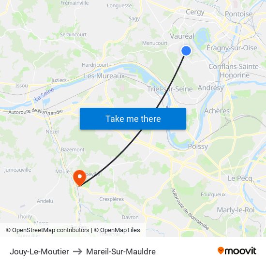 Jouy-Le-Moutier to Mareil-Sur-Mauldre map
