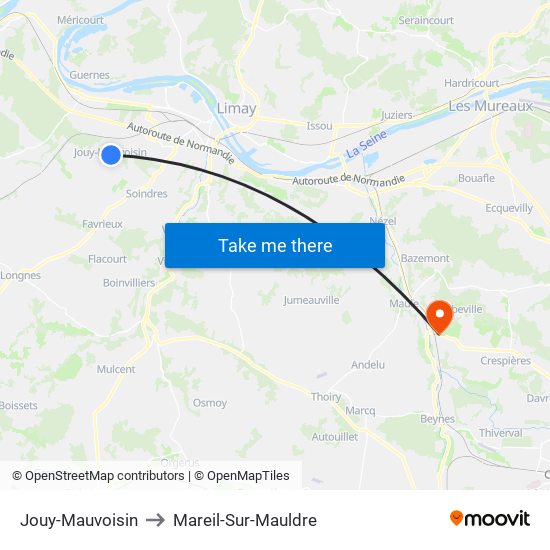 Jouy-Mauvoisin to Mareil-Sur-Mauldre map