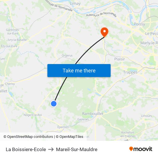 La Boissiere-Ecole to Mareil-Sur-Mauldre map