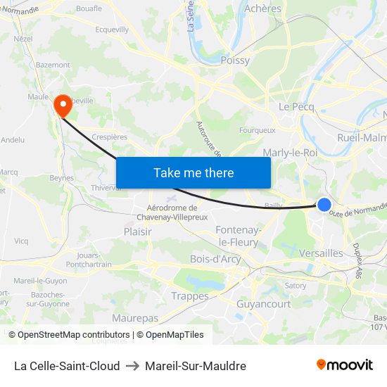 La Celle-Saint-Cloud to Mareil-Sur-Mauldre map