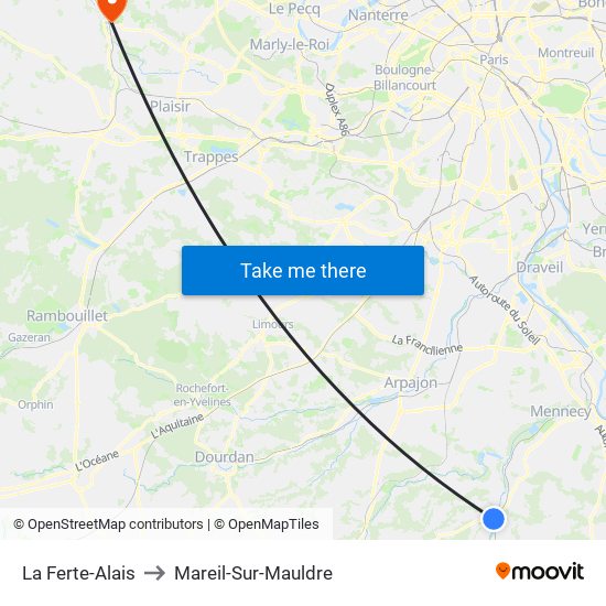 La Ferte-Alais to Mareil-Sur-Mauldre map