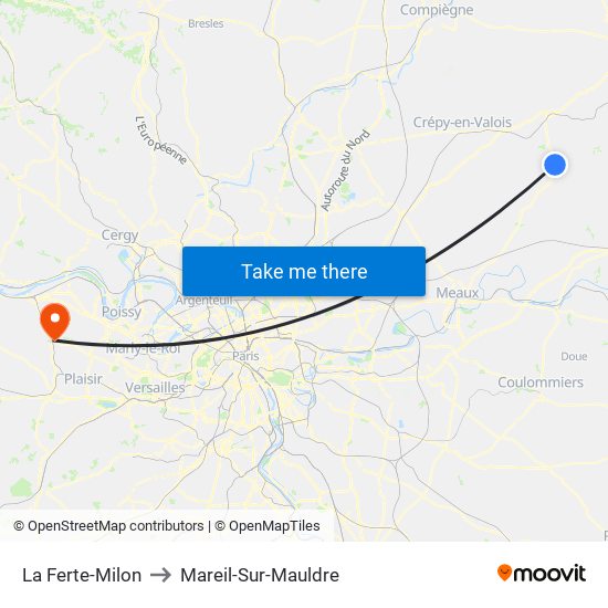 La Ferte-Milon to Mareil-Sur-Mauldre map