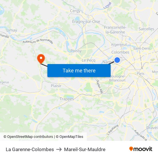 La Garenne-Colombes to Mareil-Sur-Mauldre map