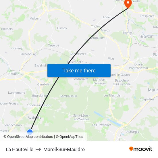 La Hauteville to Mareil-Sur-Mauldre map