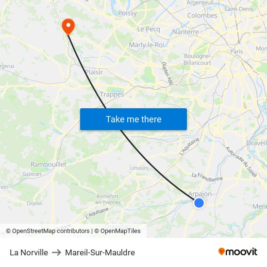 La Norville to Mareil-Sur-Mauldre map